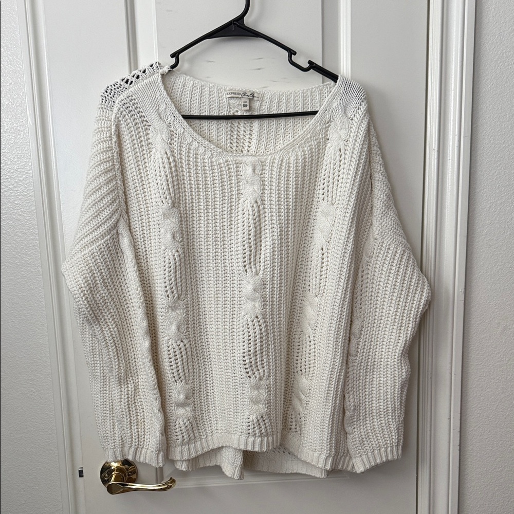 Express White Cable Knit Sweater